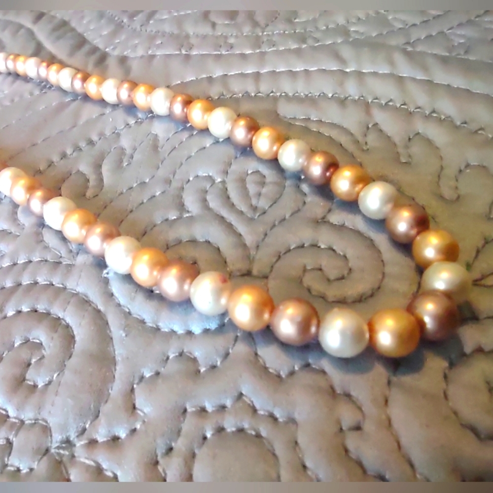 Vintage Faux Cream and White Pearls with enamel clasp